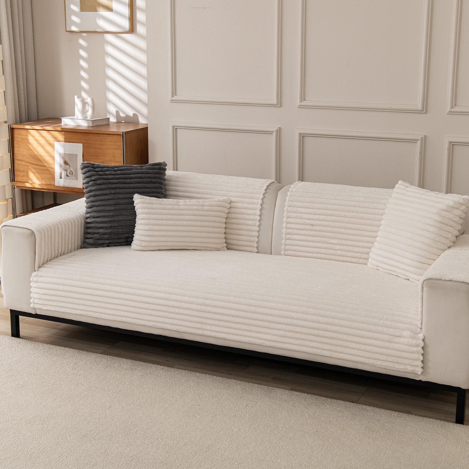 

1pc Sofa Cover High Weight Thickened Warm Anti Slip Anti Cat Scratch Sofa Cushion Cover Straight Row One-piece Laying for Warmth 70*90cm
