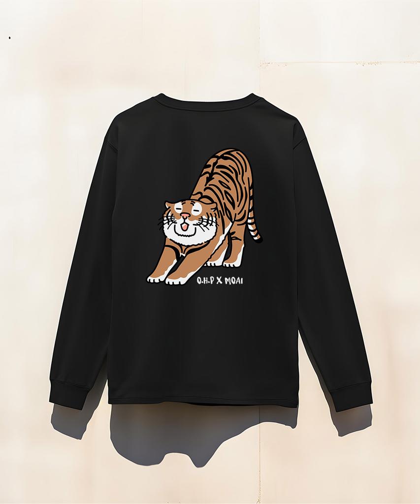 OHP Ohpxmoai Stretching Tiger Crew Neck Long Sleeve T-Shirt