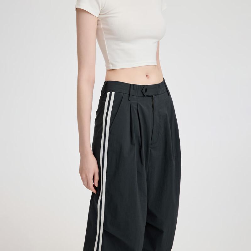 Navigare Women's Sporty Elastic Double Pleat Side Stripe Parachute Pants