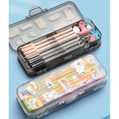 Chenyu Transparent Pencil Case Double Open Japanese Large Capacity Simple Cute Middle School Student High Value Stationery Case Pencil Case