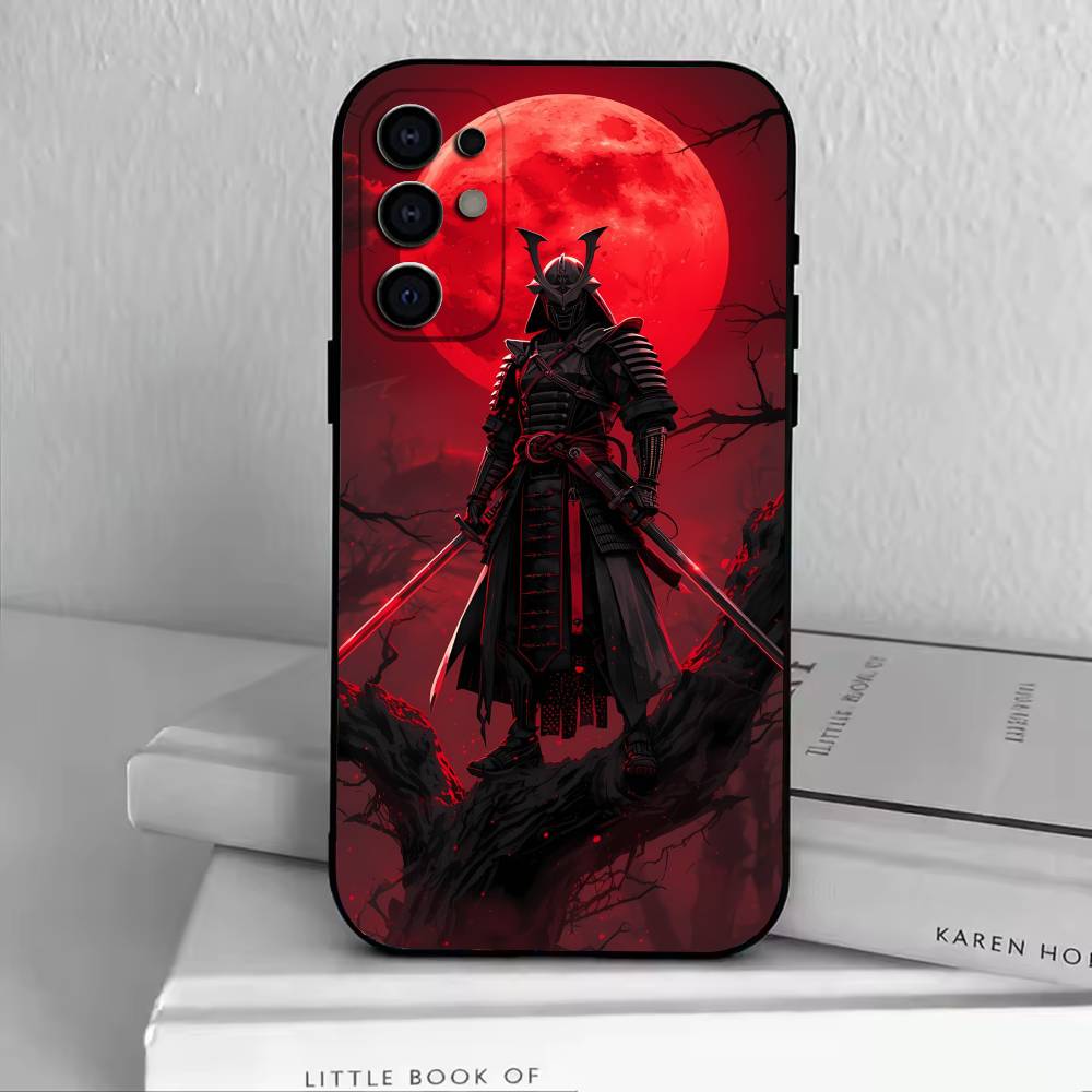 Japanese Style S-Samurai Phone Case Black Silicone Soft For Samsung S25,S24,S21,S22,S23,S30,Ultra,S20,Plus,Fe,Lite