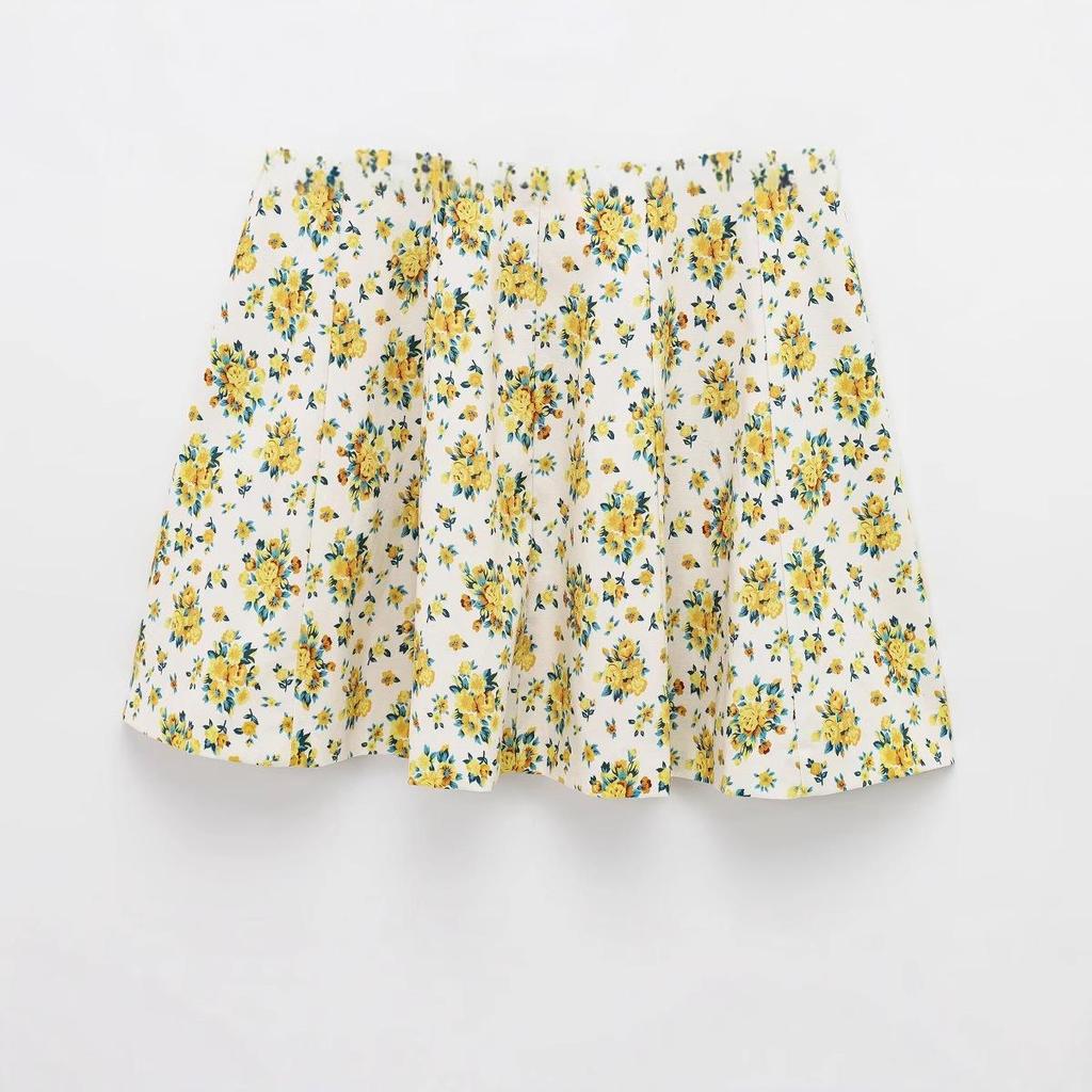 2025 European & American V-Neck Backless Floral Sling Dress with Bow