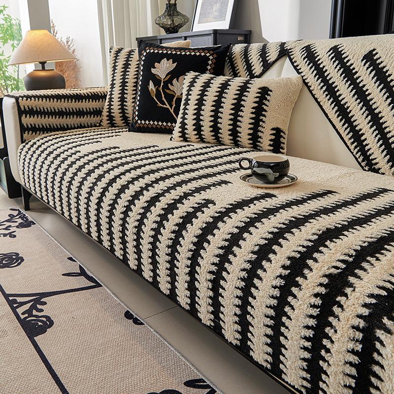 Light Luxury High-Grade Leather Sofa Cushion Autumn and Winter Plush Straight Row Seat Cushion All-Inclusive Universal Sofa Cover Winter Cover Towel