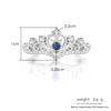 ZHOUYANG Rings For Women Luxury Hollow Out Princess Crown Blue Purple Red Zircon Rose Gold Color Fashion Jewelry KBR212