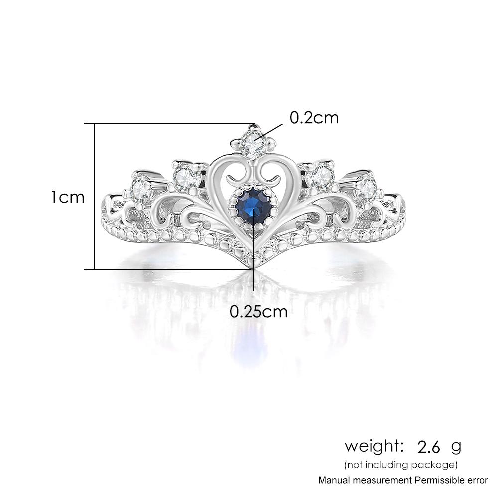 ZHOUYANG Rings For Women Luxury Hollow Out Princess Crown Blue Purple Red Zircon Rose Gold Color Fashion Jewelry KBR212
