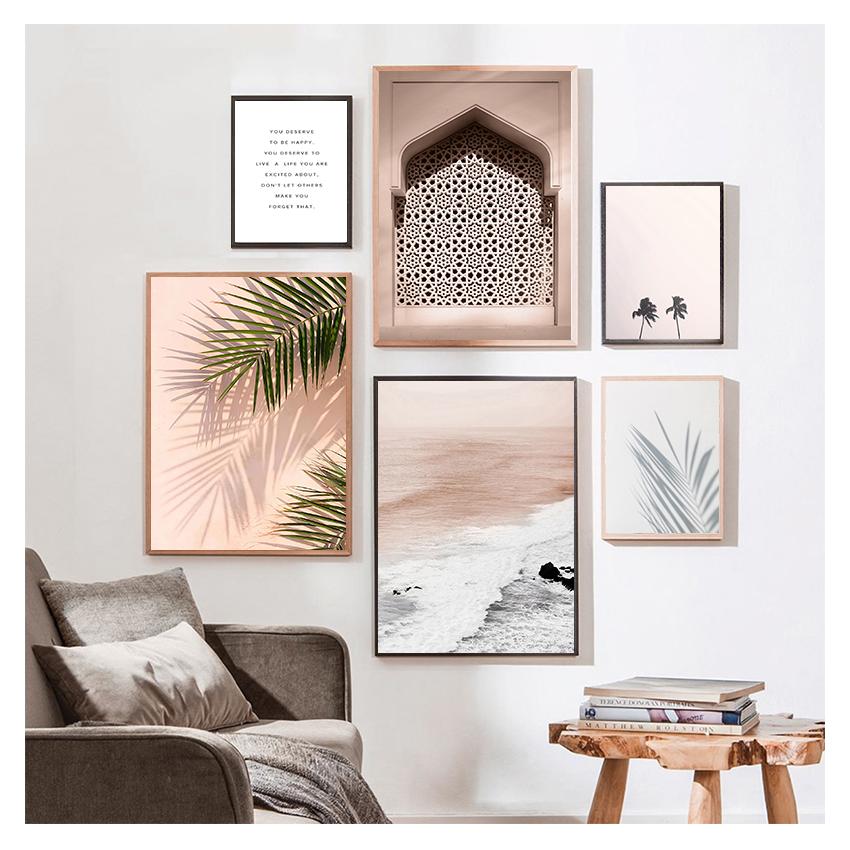 Duvar sanatı tuval yağlıboya Tatil Seyahat Posterler Baskılar Resimleri için Oturma Odası Ev Dekorasyon Modern Manzara Tropik Bitkiler