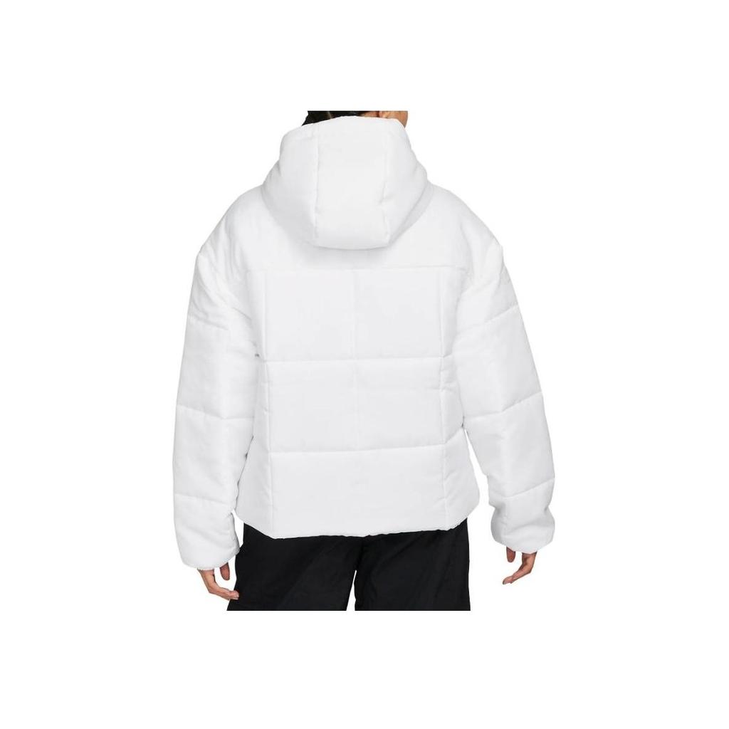 Nike Therma-Fit Loose Hooded Jacket Letter Print Zipper Long Sleeve Coat Women Jackets White FB7672-100