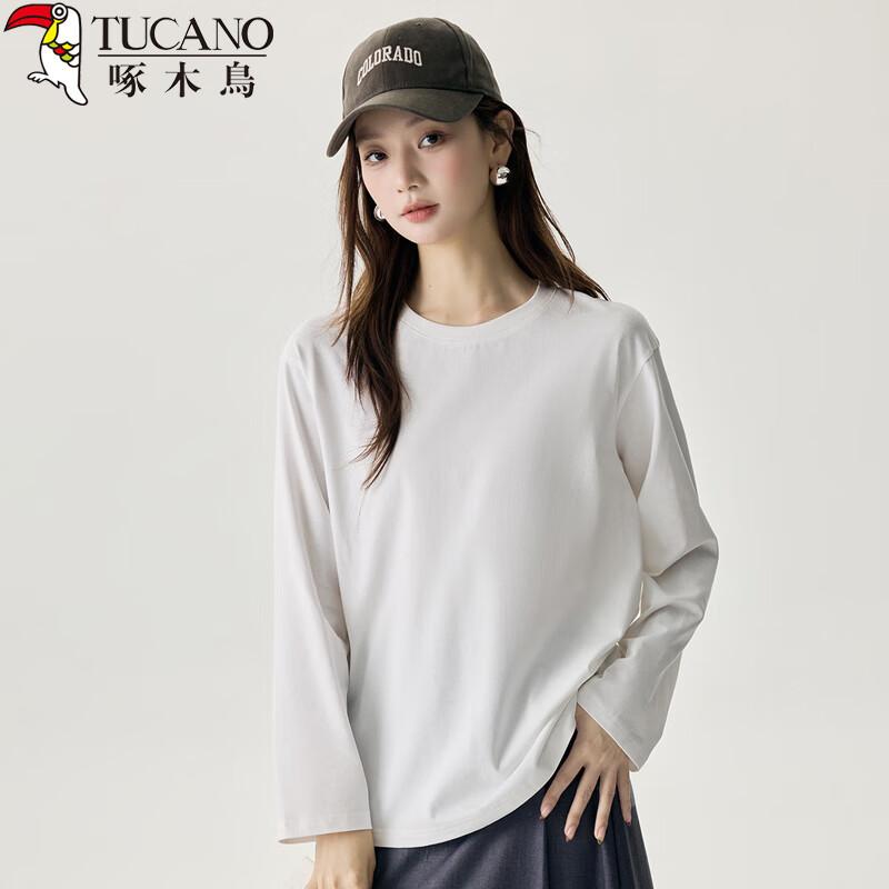 

Woodpecker Women s 100% Cotton Basic Round Neck Long Sleeve T-Shirt M