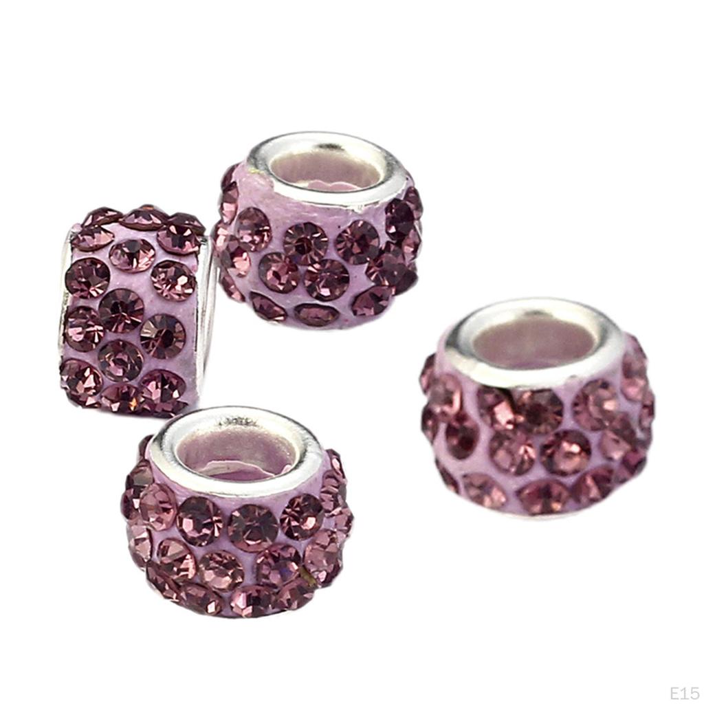 Alloy European Rhinestone Beads 8x10mm Large Hole Loose Spacer DIY Jewelry Making
