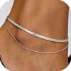 European-American Layered Embossed Round Pendant Anklet - Women's Double-Layer Beaded Chain Foot Jewelry for Summer Beach.