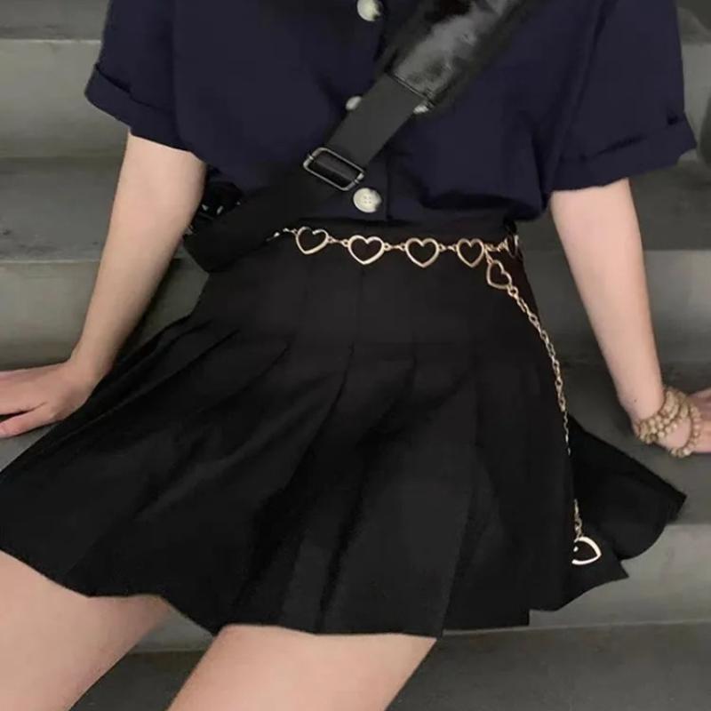 Metal Heart-shaped Waist Chain, Versatile for Hot Girls, Hollowed-out Heart-shaped Chain, Personalized JK Pants Chain