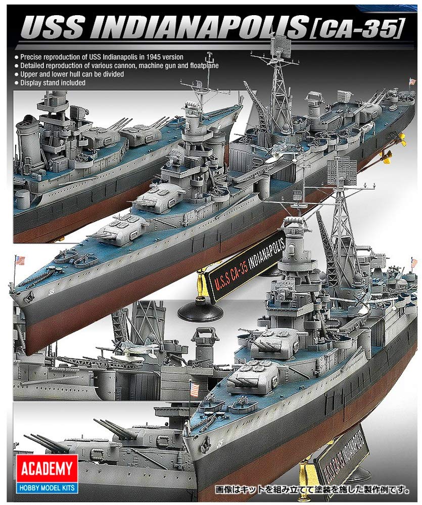 Academy 1/350 US Navy Heavy Cruiser CA-35 Indianapolis Plastic Model Kit 14107