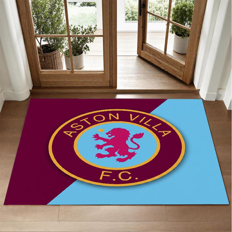 Aston Villa Football Design Crystal Velvet Rug Soft Decorative Mat for Bedroom Entrance