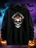 Unisex Hoodie, Halloween, Skeleton Hand Holding Eye Skull Graphic, Pullover Hoodie, Gothic Streetwear Style, Autumn Winter Casual Wear, Front Kangaroo