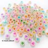100/300/500pcs 4x7mm Colorful Luminous Round Heart Pattern Beads Mixed Plastic Shape Loose DIY Beads for Jewelry Making Bracelets Necklaces Key Chains