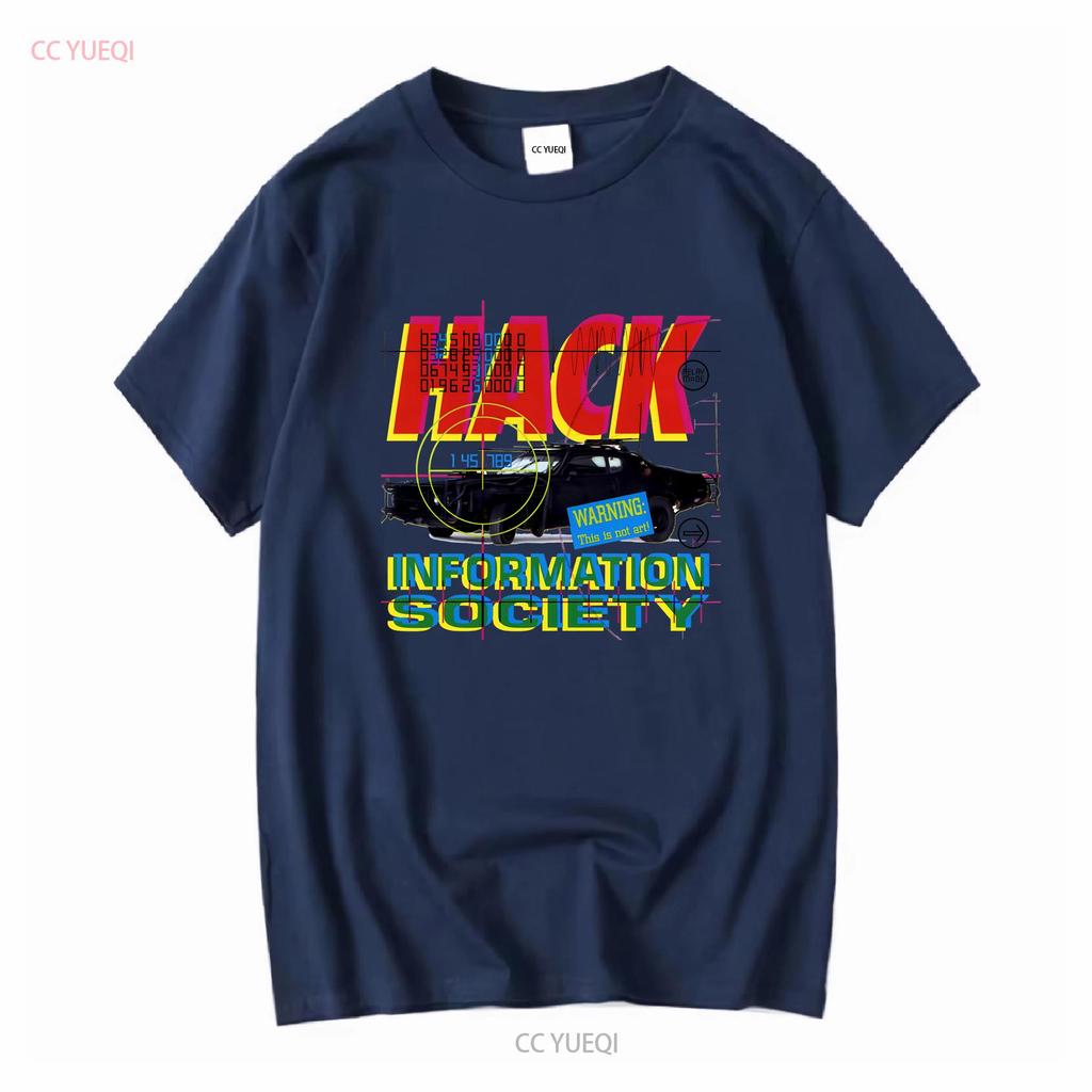 INFORMATION SOCIETY HACK NEW WHITE T SHIRT long or short sleeves vintage Washed Comfortable graphic Top For Everyday Wear Soft