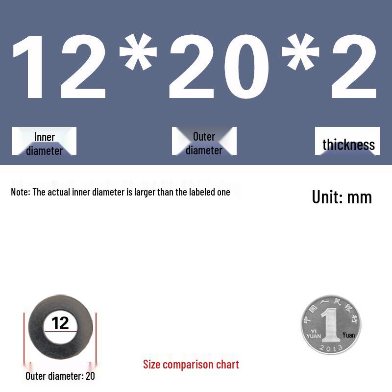 Galvanized Metal Flat Washer - Thin, Thickened, Enlarged Edge, Round, Sizes M3 to M10