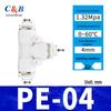 Pneumatic Nylon Air Hose Quick Connect Fittings: PU Straight, PY 5-Way, Cross 4-Way, PZA 3-Way, PE Connector with White/Blue Cap