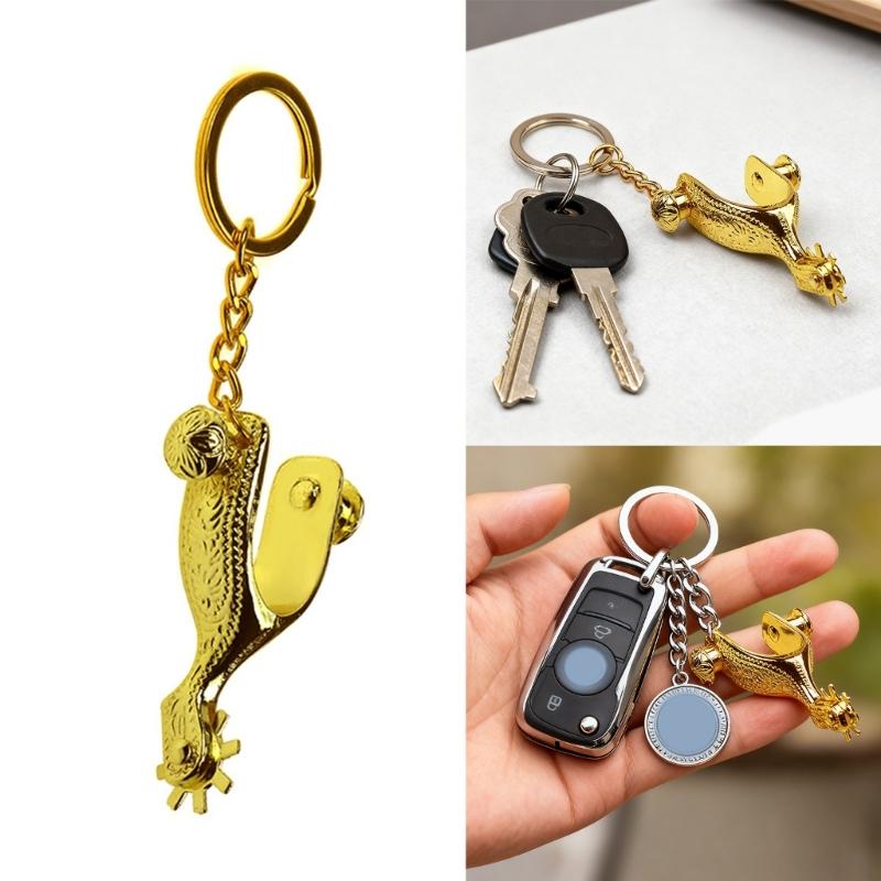 Western Charm Alloy Spur Keychain Vintage Equestrian Gift Bag Hanging Decoration For Cowboy Enthusiasts