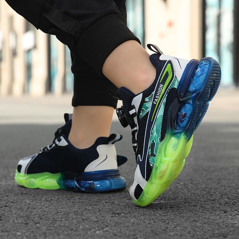 Boys' Shoes Spring Children's Non-slip Breathable Mesh Leather All-match Boys Sports Running Shoes