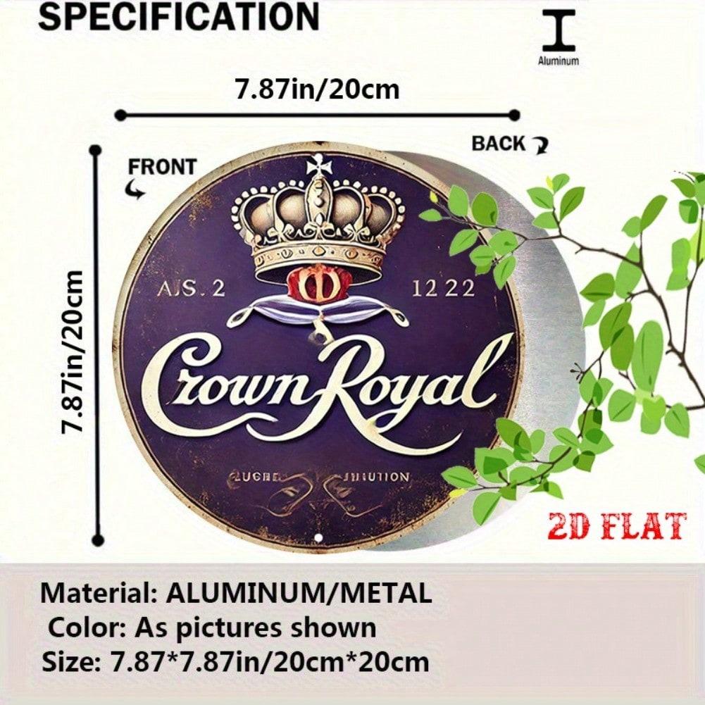 Vintage Royal Crown Whiskey Metal Sign Wall Art 7.87 Inch Round Home Bar Decor 20x20