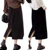 Women's High-Waist Black Corduroy Pencil Skirt - Mid-Length, Slim-Fit, Plus Velvet for Autumn/Winter 2025