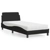 VidaXL Lit avec matelas noir 90x190 cm tissu, meuble de chambre à coucher, lit simple, cadre de lit incurvé, sommier, lit en 3208306