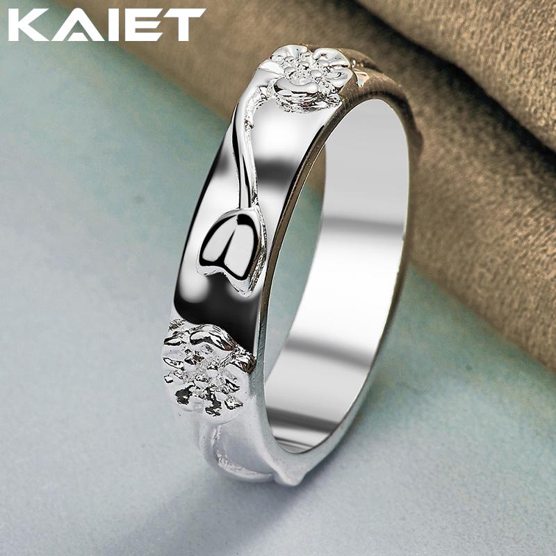 

925 Silver Carving Flowers 7-10 Ring For Women Party Fashion Accessories Jewelry 10