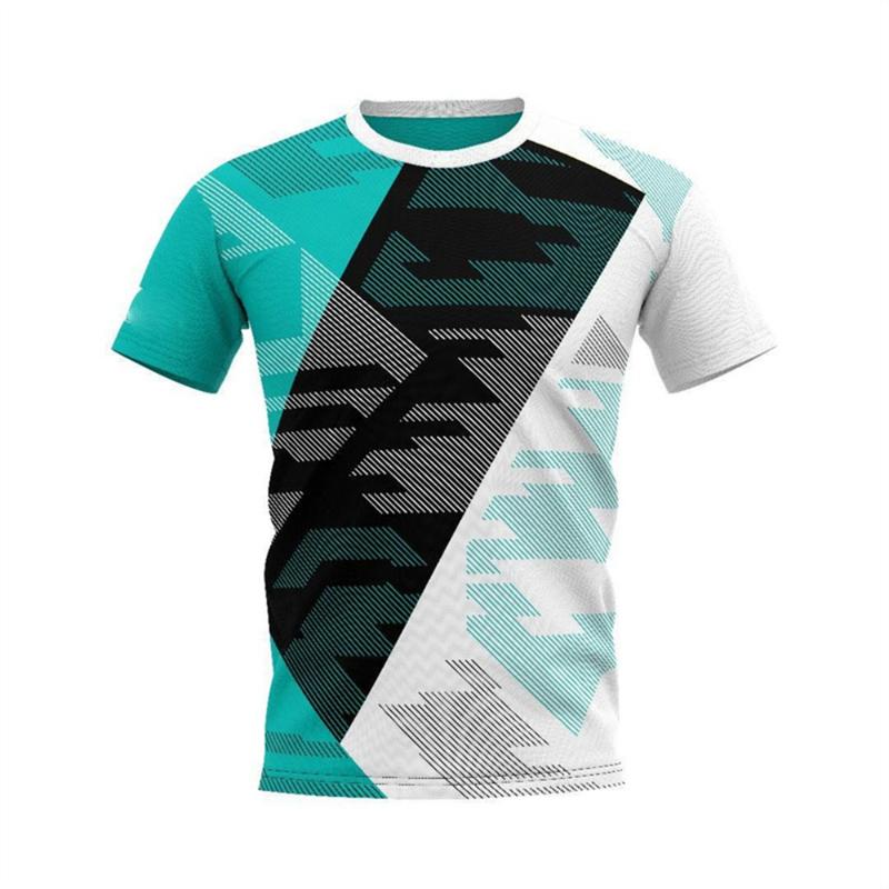 Fashion Geometric Graphic Sports T Shirts For Men Summer Casual Running Badminton Football T-shirt Loose Breathable Fitness Tees