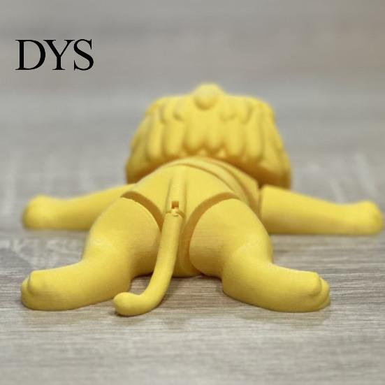 Cute Office Desk Accessories 3D Printed Lying Lion Figurine with Movable Joints, Poseable Animal Fun Boredom Relief Toys Model for Decoration,