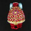 Decorative Elephant Jewelry Box with Enamel Finish and Crystal Detail for Ring, Earring and Dresser Storage Display