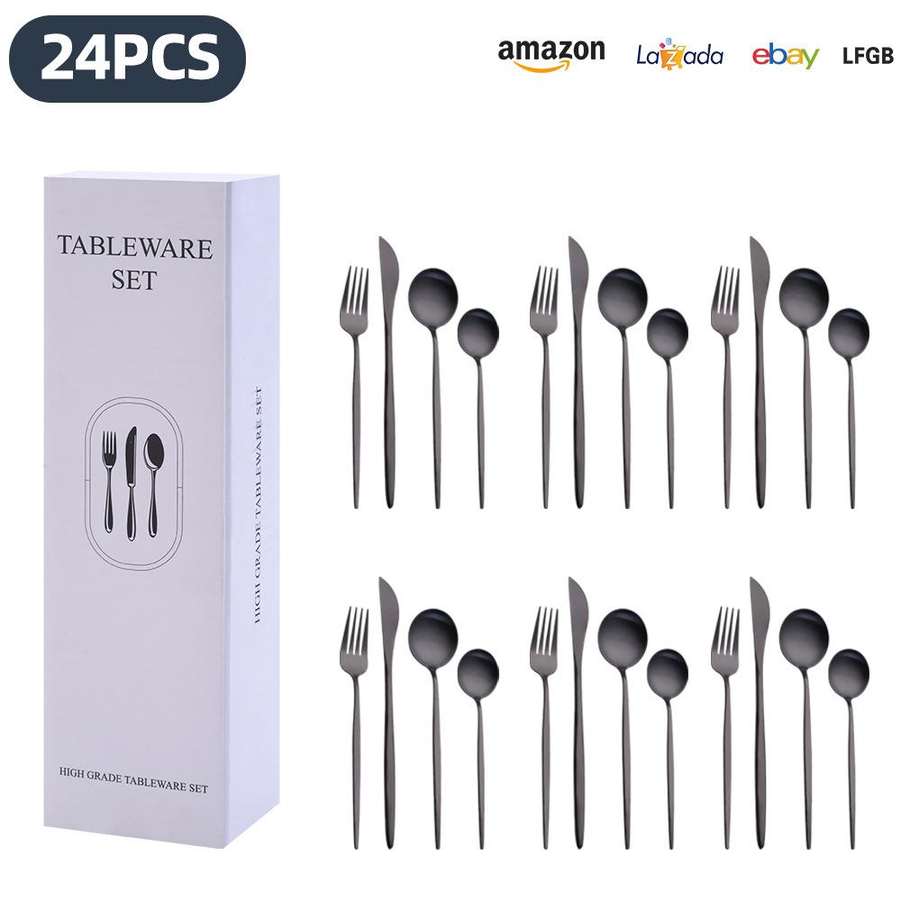 25 Years of New Stainless Steel Tableware Set, Tableware Portuguese Knives, Forks and Spoons 24-piece Gift Box Set