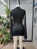 European & American Women's Fashion Round Neck Ribbed Chiffon Cape Bodycon Dress