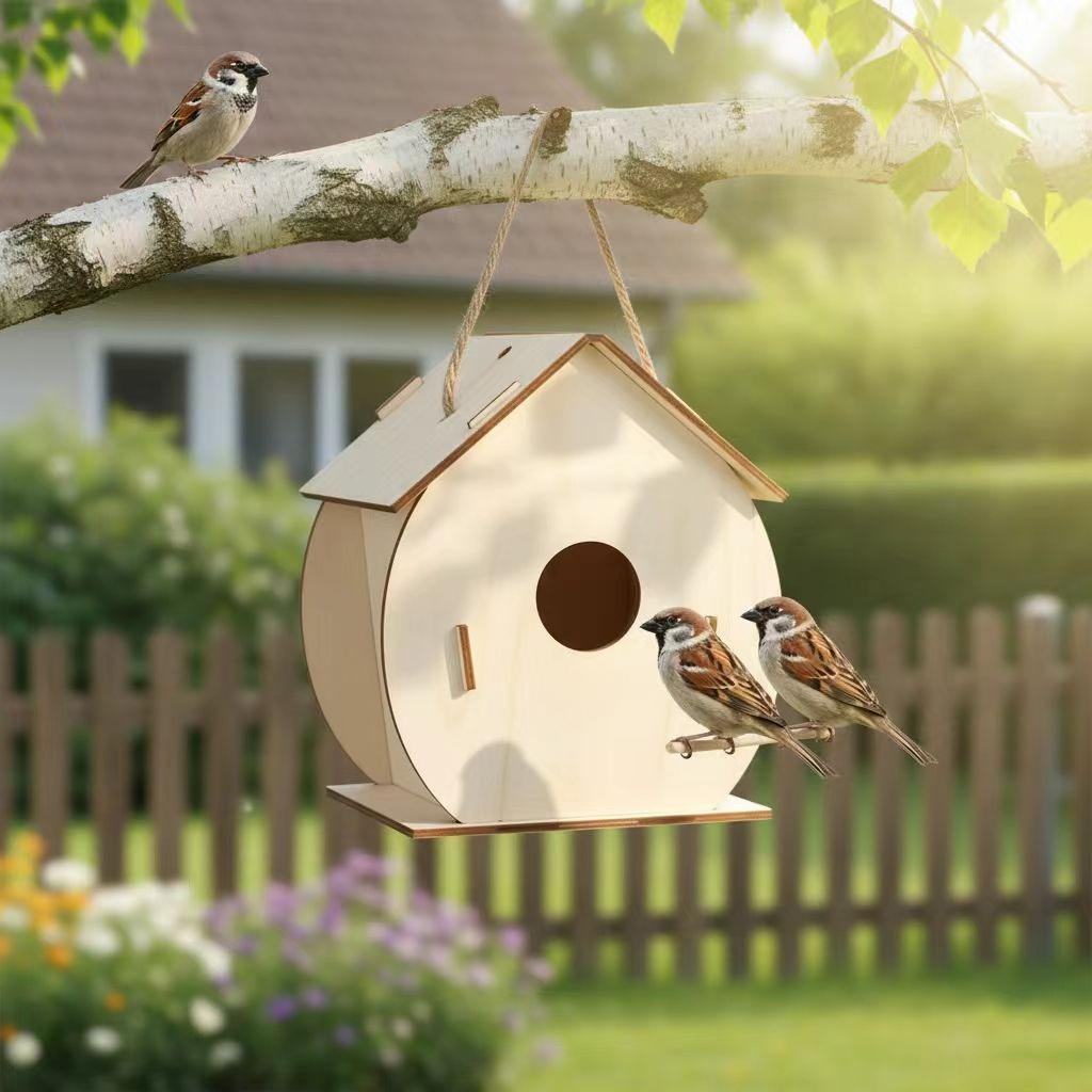 1PCS DIY Birdhouses and Birdcages Made from Wood Suitable for Bird Habitats