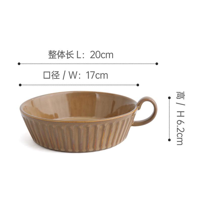 

Винтажная полосатая тарелка с одной ручкой в стиле печи для гостиничного хозяйства, маленькая миска, салатница, десертная тарелка для фруктов, керамическая посуда
