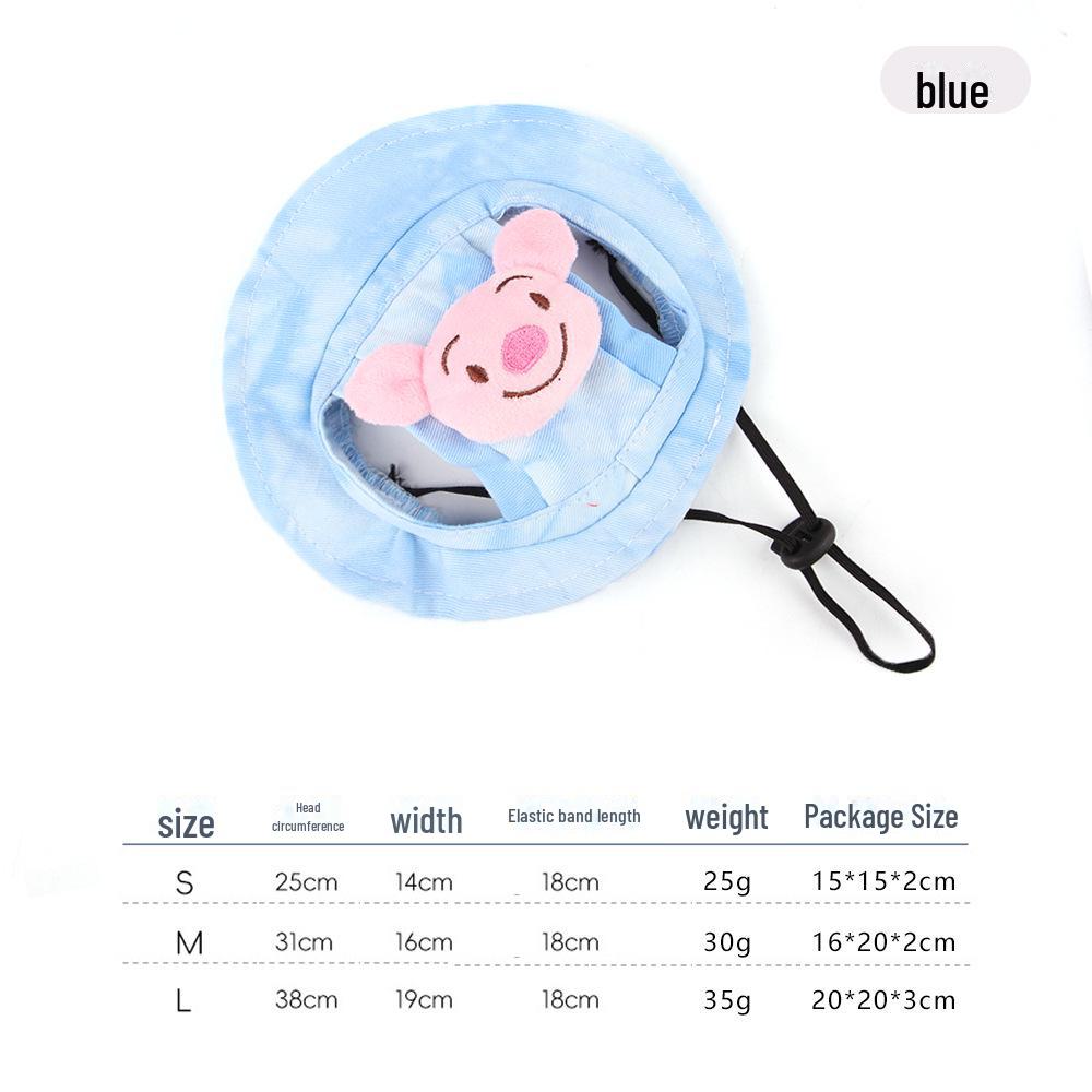 

Милая мультяшная шапка для собак с открытыми ушами - солнцезащитный козырек от удушения для корги и домашних животных в стиле рыболова Small синий