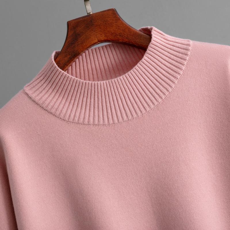 QICED Pull uni à col montant, Demi-corps fendu, Jupe moulante, Ensemble tricoté deux pièces automne et hiver pour femmes