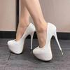 Women's Sexy Model Catwalk Model Shallow Mouth Waterproof Table High Heel Single Shoes