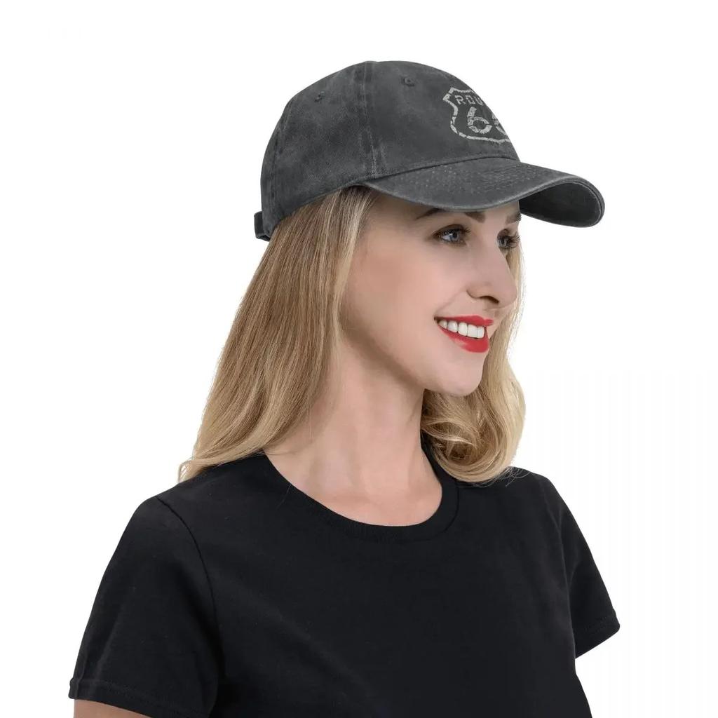 Vintage Route 66 Baseball Caps Peaked Cap Route 66 Sun Shade Cowboy Hats for Men Trucker Dad Hat