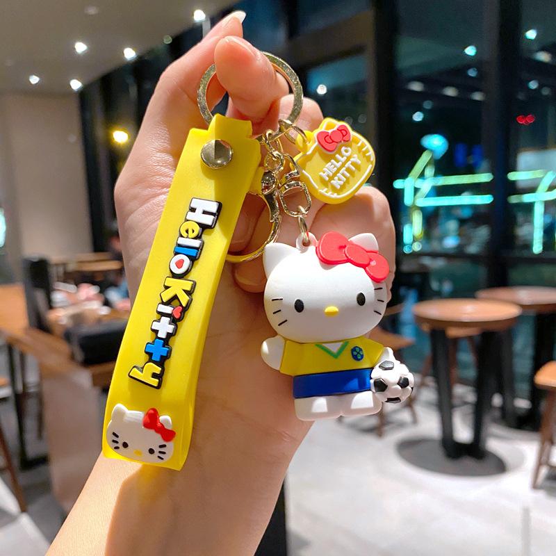 Creative Cartoon Teacup Kt Cat Keychain Hello Kitty Cute Pendant Schoolbag Pendant Girl Student Pendant