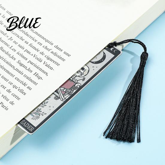 Stainless Steel Bookmark Tarot Card Bookmark Skeleton Pattern Page Marker
