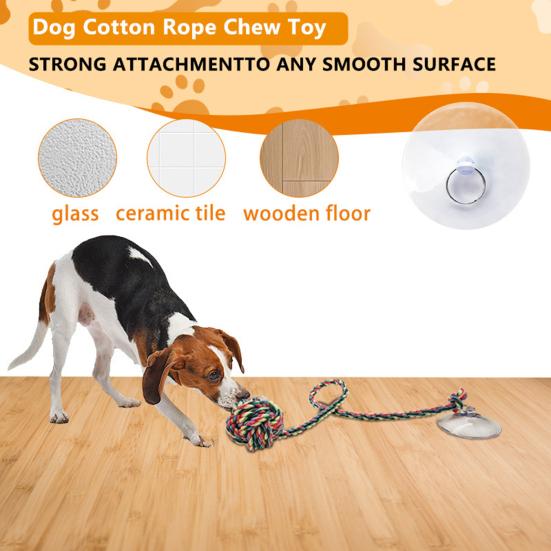 Dog Rope Ball Toy Colorful Rope Knot Dog Ball Chew Toy with Suction Cup Puppy Teething Toy for Dogs Tug-of-War Dental Care