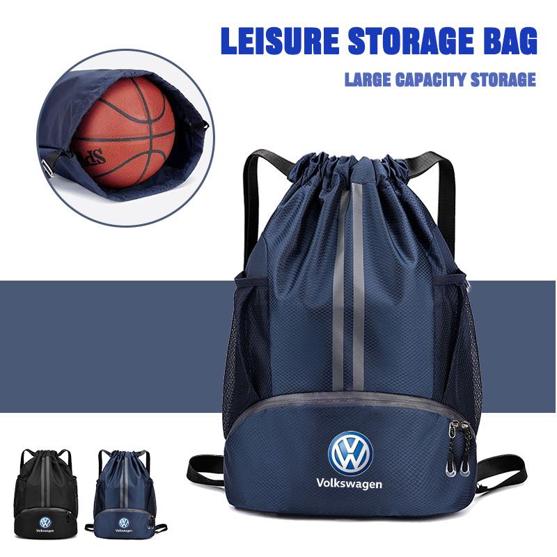 abcd1 Gym Bag Fitness Backpack Women Men Basketball Backpack Outdoor Training Drawstring Sports Knapsack For Volkswagen VW Passat Polo