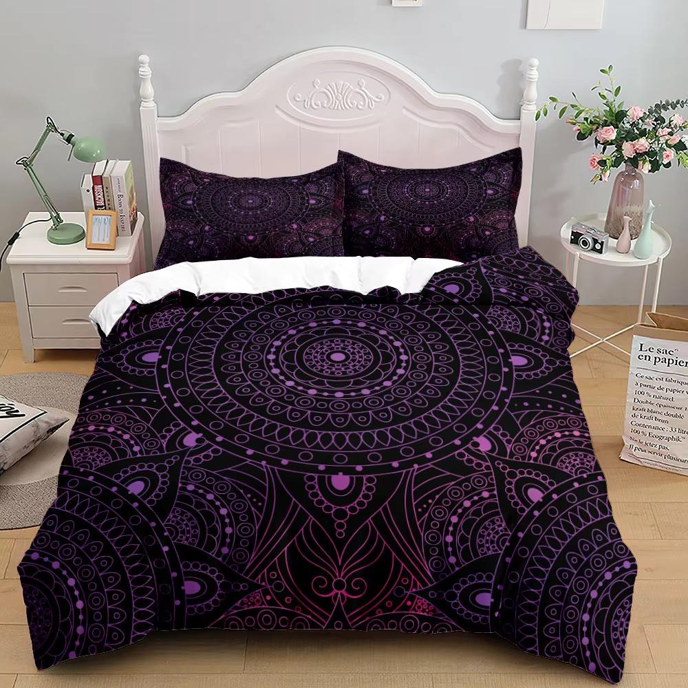 Bohemian Mandala Purple Duvet Cover Set Single Twin Double Queen King Cal King Size Bed Linen Set