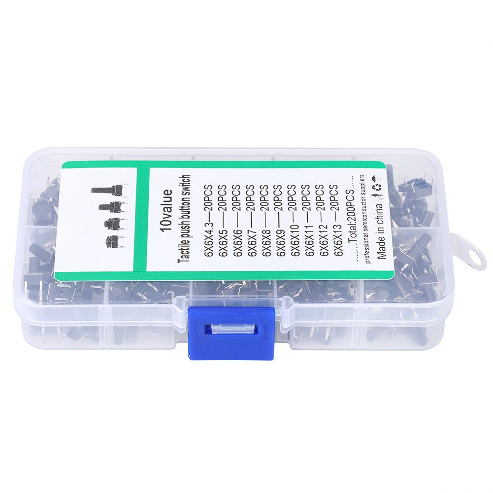 200PCs Tact Switch Kit Industrial Accessory Hardware Parts 10W Flick Interrupter Kits200PCs