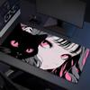 Black Cat Xl Gaming Mouse Pad Nonslip Rubber Base Stitched Edge Waterproof Desk Mat For Pc Laptop Gamer Office Computer Accessories C929359