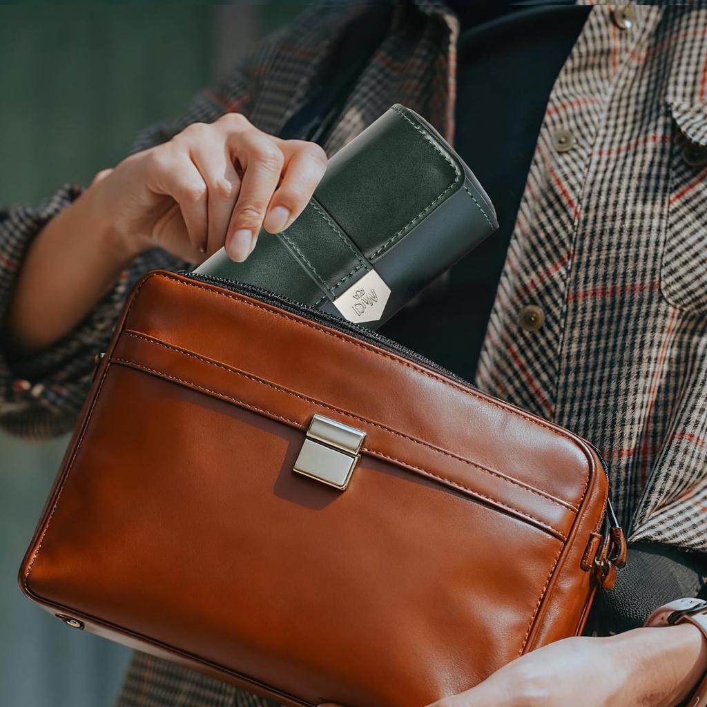 DUKWIN Watch Watch PU Leather Watch Storage Case for Genuine Leather Watch Luxury Watch Portable Watch Travel Storage Portable Case, 2-Piece Roll,