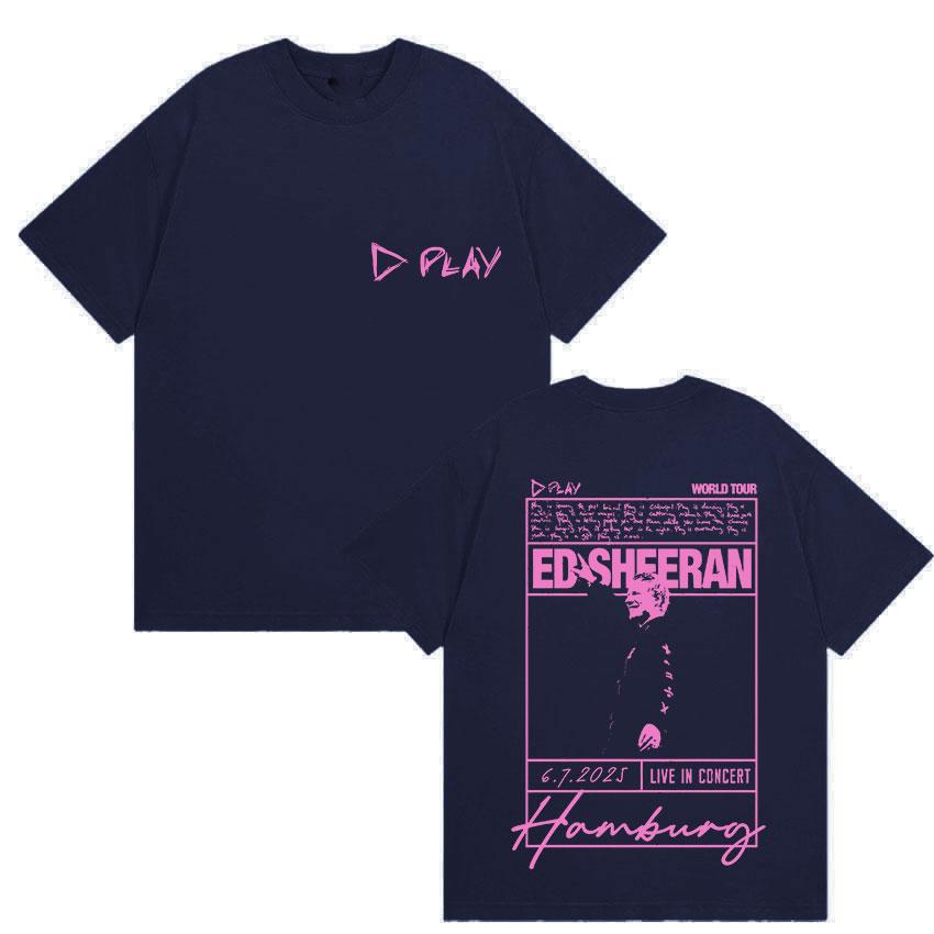 Rapper Ed Sheeran Play World Tour 2025 Fans Gift TShirt Mens Vintage Hip Hop Oversized T Shirt Man 100 Cotton Tees Streetwear
