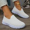 Chaussures plates décontractées légères à enfiler en Flyknit respirant pour femmes grande taille.