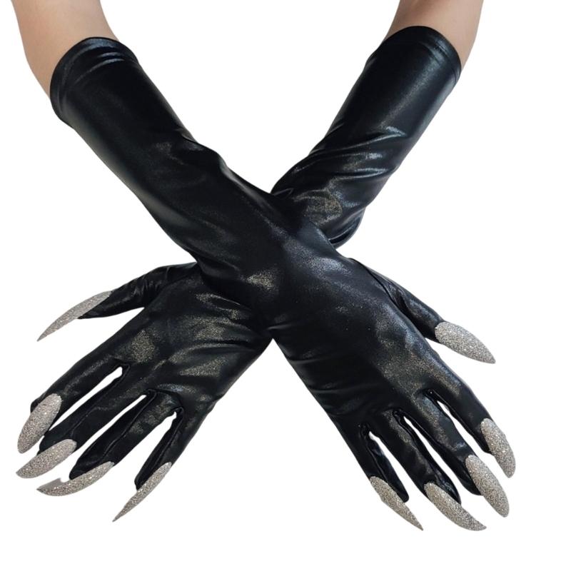 Guanti Blingbling per Dita Intere con Unghie Lunghe per Costumi di Halloween Accessori Guanti per Unghie Unghie Lunghe